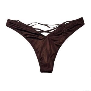 Victoria's Secret Smooth Strappy-Back High-Leg Thong Panty Ganache Size Medium